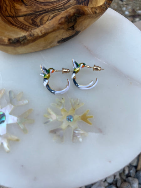 Enamel Finish Hummingbird Earrings